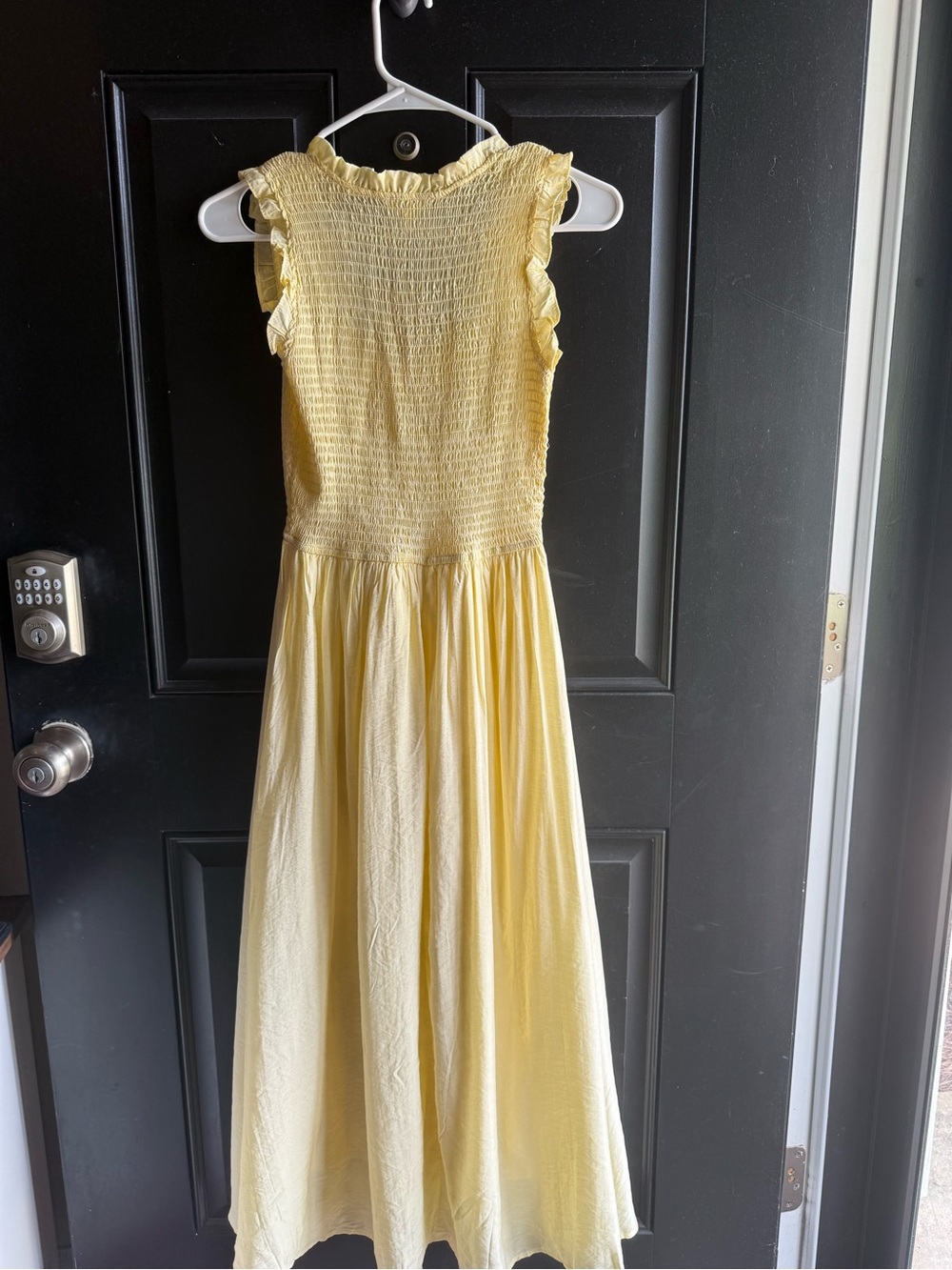 NWT butter-yellow smocked midi dress featuring a sweetheart neckline Size Small - Picture 12 of 14